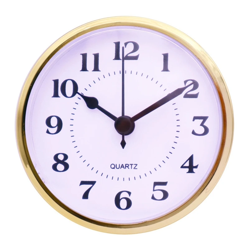 

Golden for Rim 90mm Clock Insert Embedded Mini Wall Clock for Head DIY Movement with Arabic Numerals M76D