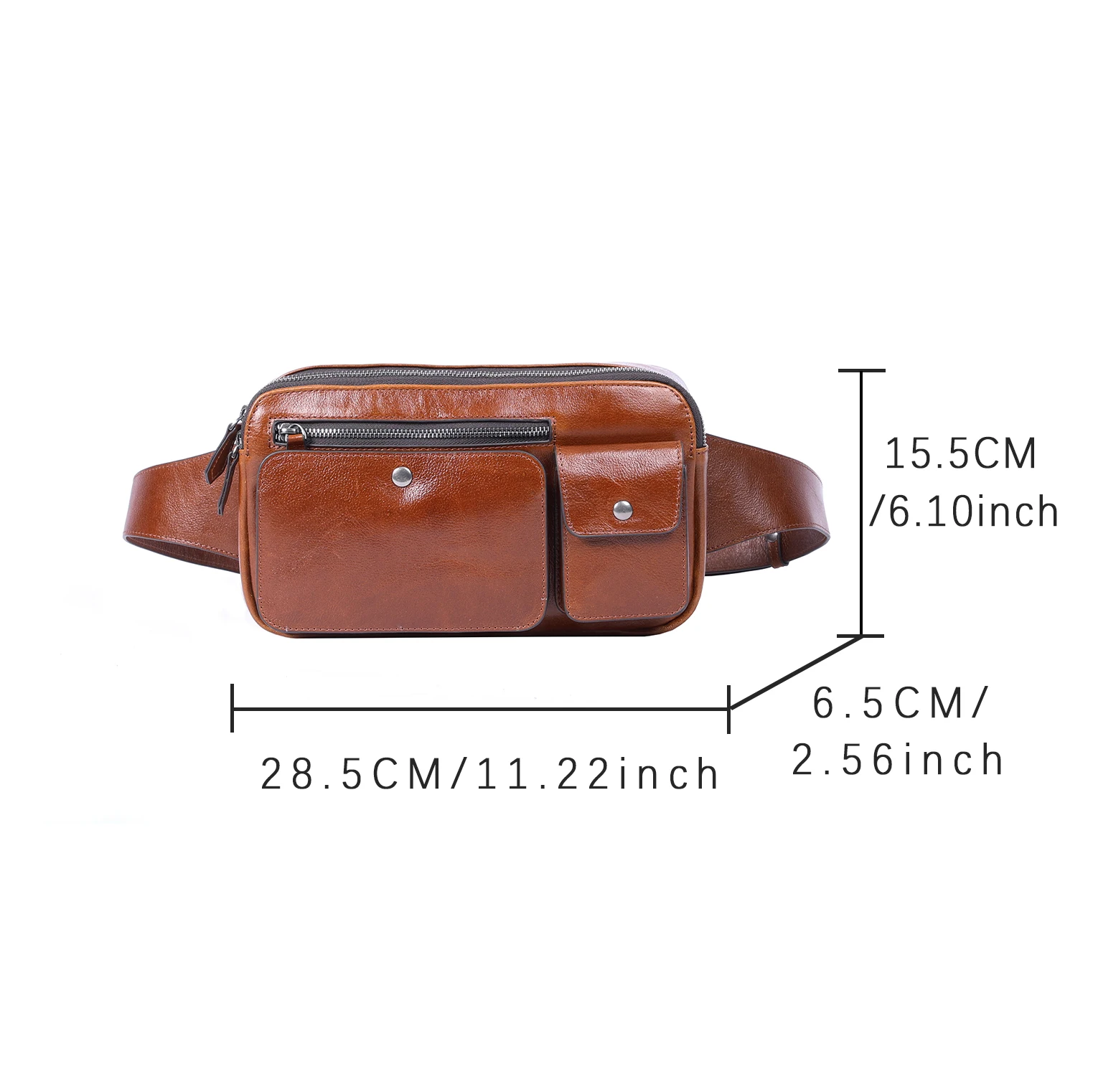 Vintage-Hüfttasche aus hochwertigem Rindsleder, lässige Schultertasche für Herren, multifunktionale Motorrad-Brusttasche aus echtem Leder – Detail 3