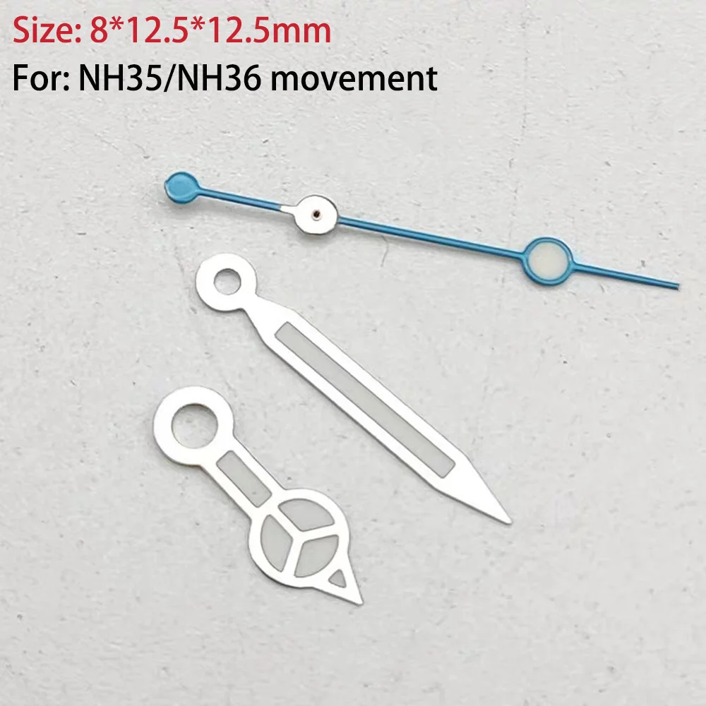 Accessoires de montre aiguilles de montre avec lumineux bleu adapté au mouvement NH35/NH36 aiguilles de pièces de réparation de montre à 3 broches