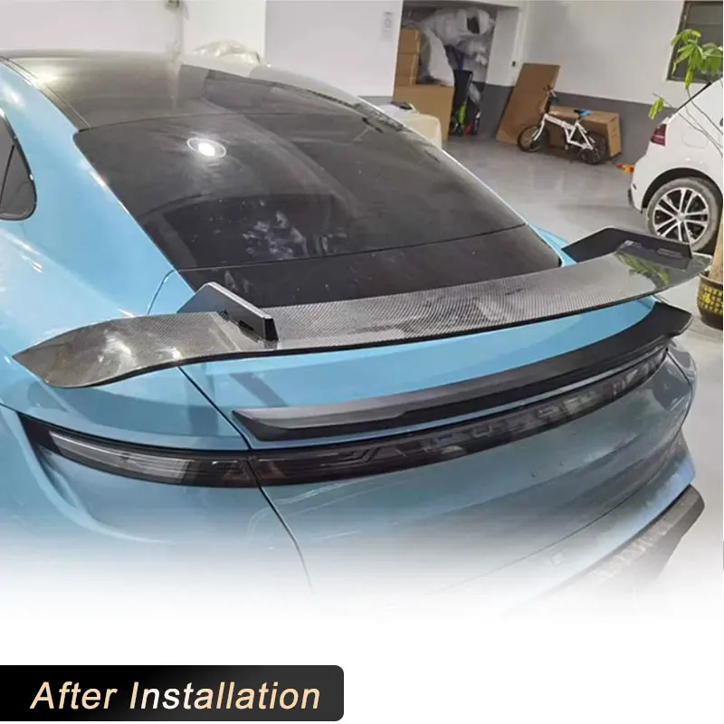أجنحة سبويلر خلفية من ألياف الكربون بالكامل لبورشه تايكان 9J1 قاعدة 4S سيدان 2019-2025 سبويلر خلفي للسيارة طقم جناح للشفاه