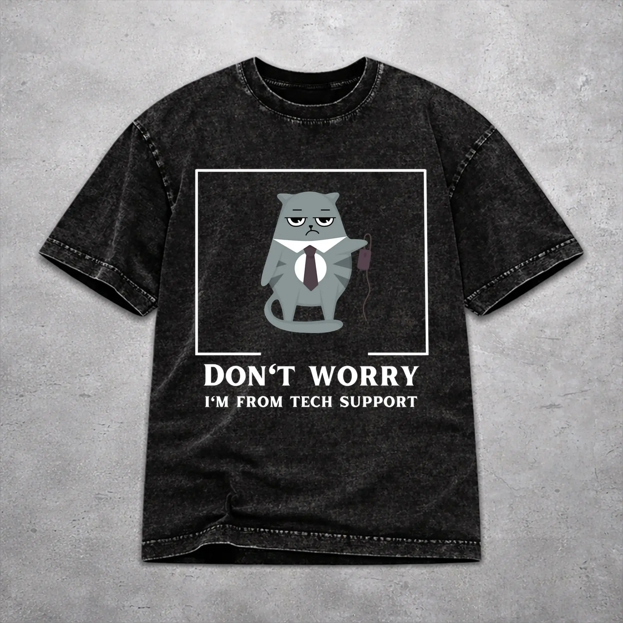 Men Women Don't worry I'm from Tech Support  T Shirt Printed Vintage Washed  Harajuku Outfit Tees