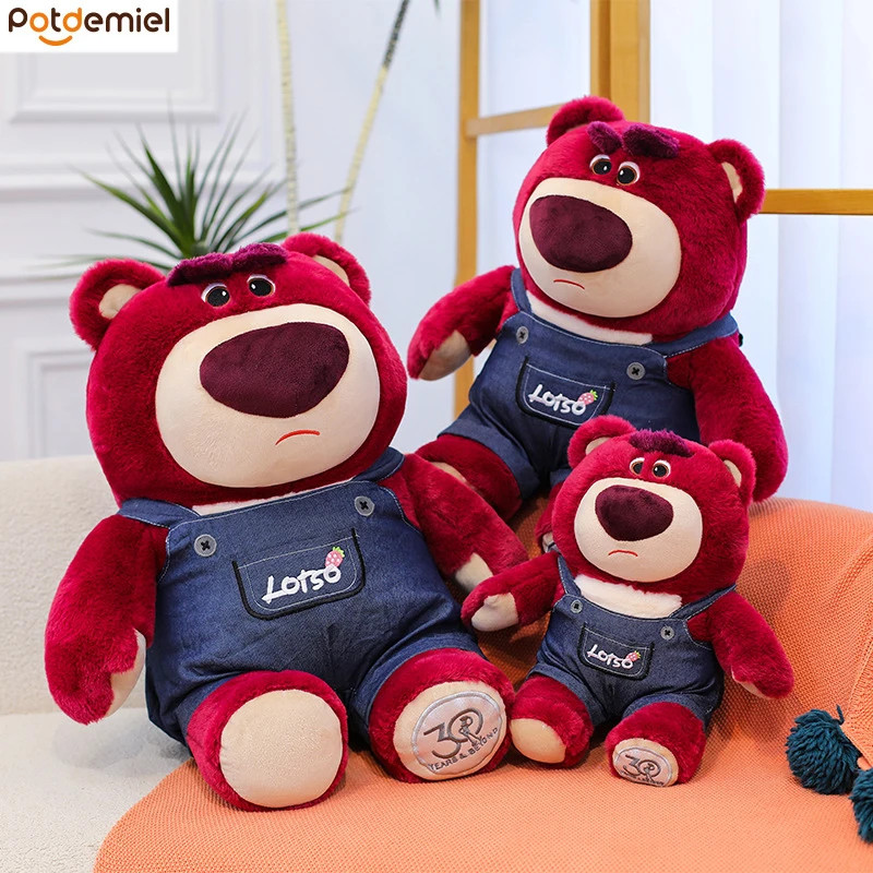 

Новые брюки с ремешком клубничного медведя, серия сидячей куклы, плюшевые игрушки, штаны со съемным ремешком, милая плюшевая кукла, детский подарок на день рождения