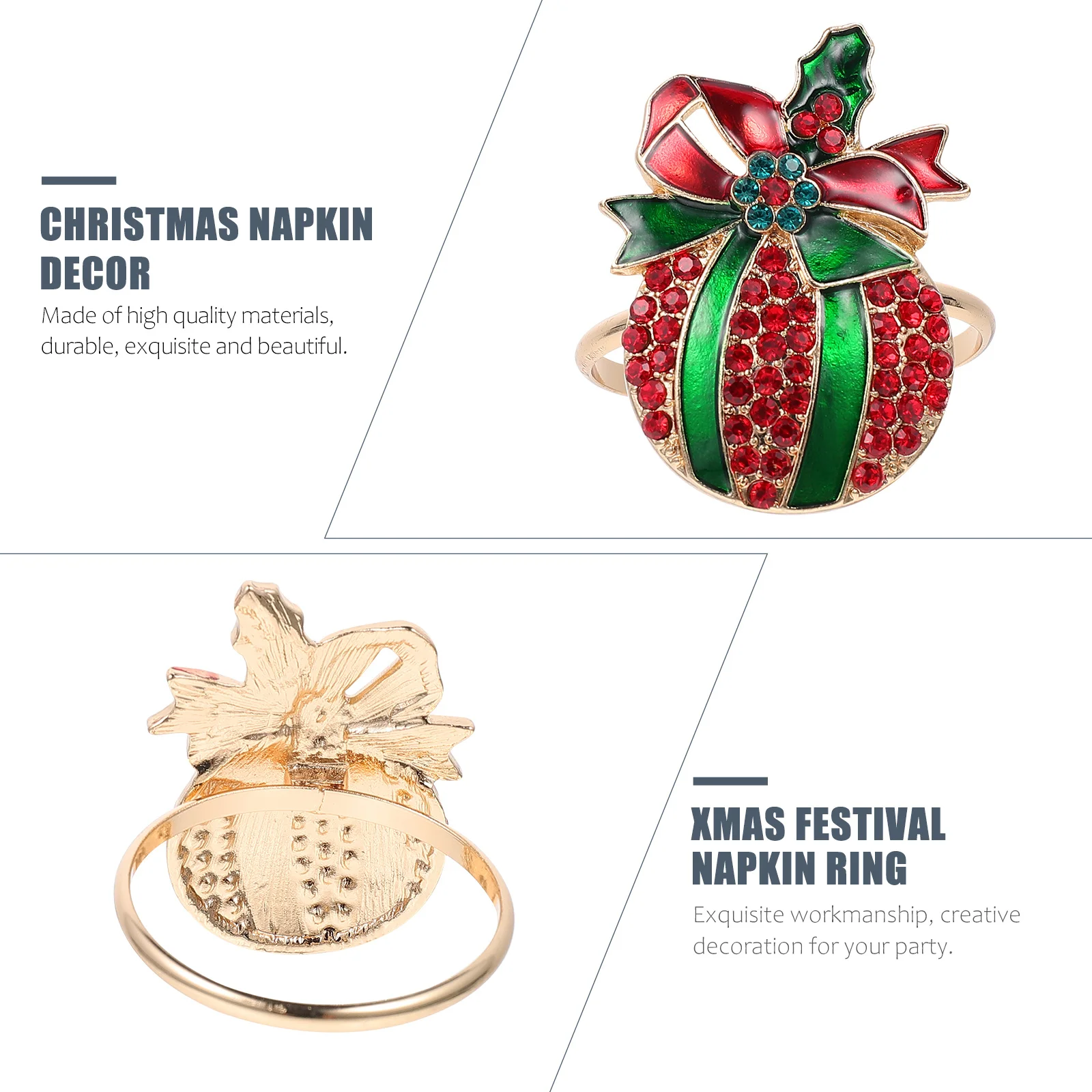 

6Pcs Napkin Ring Exquisite Christmas Ornament Sturdy Eco-Friendly Table Decor for Special Occasions Christmas Paper Ring