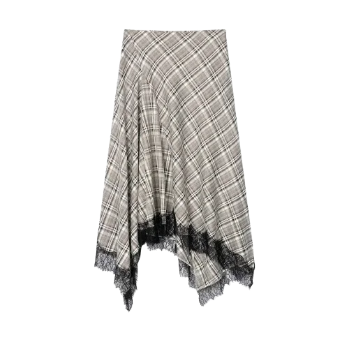 Damen Vintage Chic Midi-Rock Eleganter Karierter Spitzenrock Neu Sommer Büro Dinner Party Damenrock – Detail 8