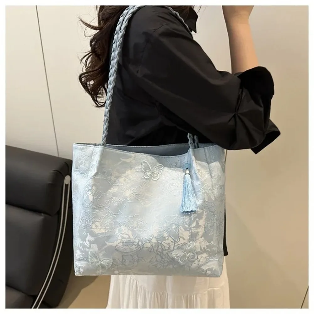 Neue Freizeittasche im chinesischen Stil mit Textur, vielseitige Handtasche mit antiken Hanfu-Elementen, große Kapazität, Arbeitstasche, Geschenk – Detail 15