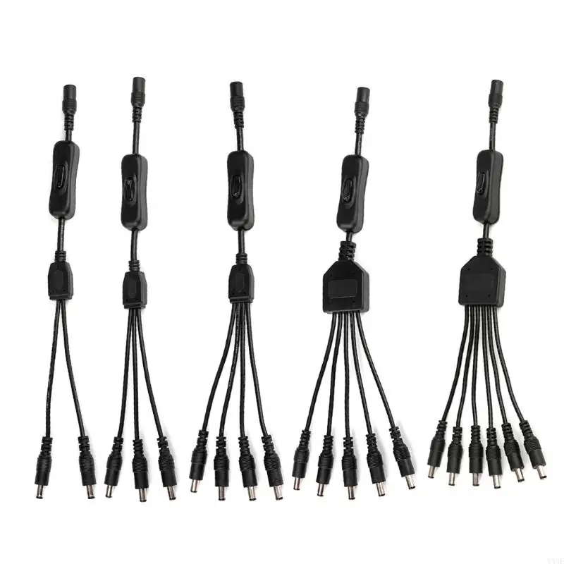 y4ue DC5.5x2.1mm 1 أنثى إلى 2/3/4/5/6 الذكور ON/OFF COBIL