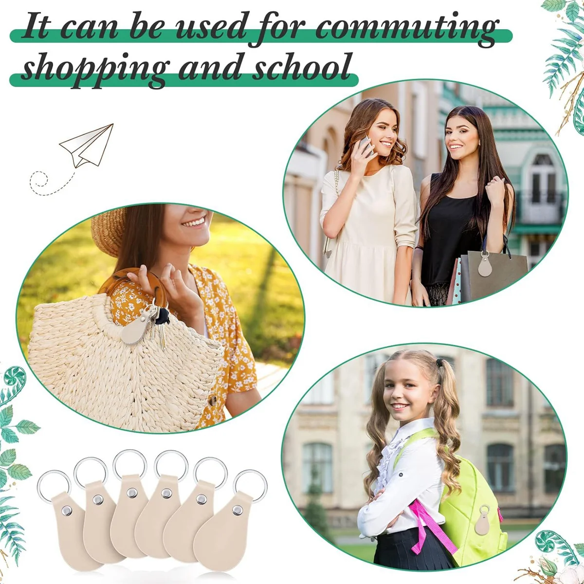 A47U 30 Pcs Leather Key Fob Kit for DIY Craft, PU Leather Key Fobs Blanks with Rivets and Key Rings for Engraving Keychain