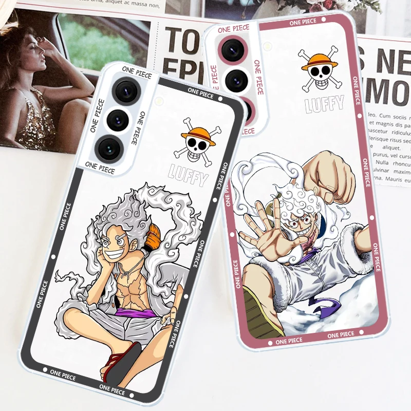 

Anime One Piece luffy nika For Samsung S24 S23 S22 S21 S20 S10 Ultra PLus FE A52 A72 5G Angel Eyes Transparent Phone Case