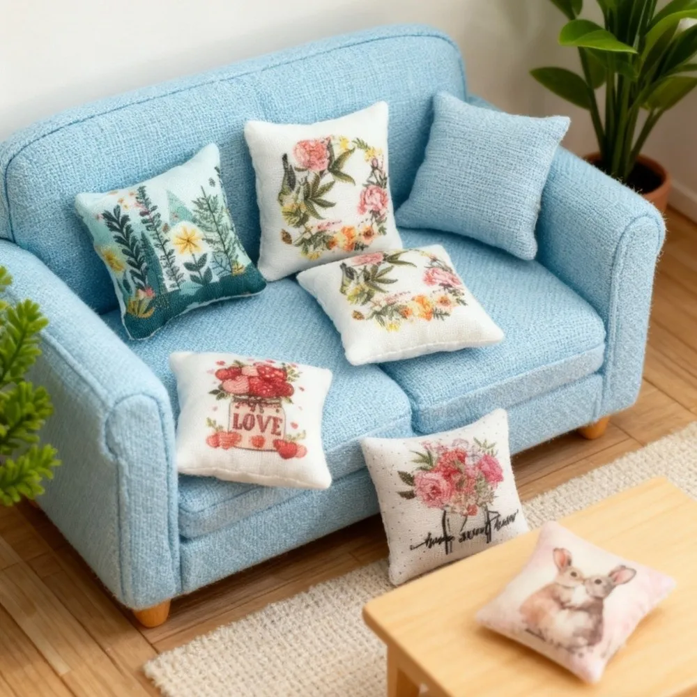 Spring Theme Dollhouse Miniature Easter Cushion Realistic Scenes Easter Theme Miniature Living Room Scene Miniature Furniture