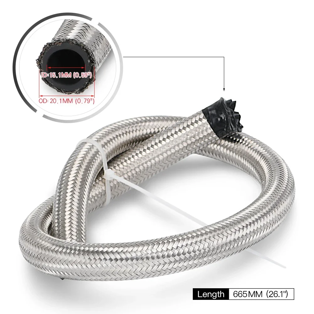 BAOLUN 터보차저 오일 배출 리턴 라인 10AN 26″T3 T4 T70 T66 스테인레스 스틸 편조 터빈용