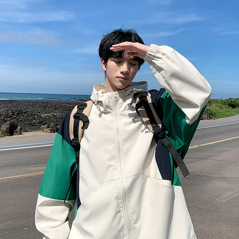 

Молодежная демисезонная мужская куртка в американском стиле, модная куртка-пилот, ветрозащитная, с длинными рукавами, на молнии, свободного кроя, повседневная