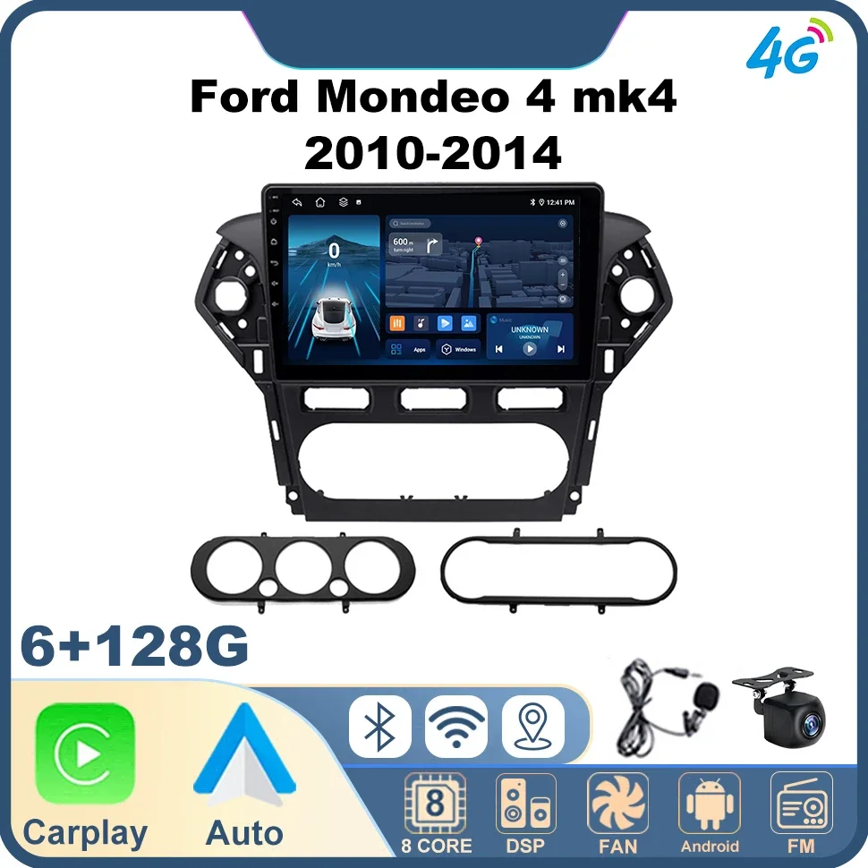 Radio de Audio para vehículo de 2 Din para Ford Mondeo 4 Mk4 2010-2014 reproductor Multimedia Navi GPS Carplay 4G 8core DSP sistemas de coche inteligentes