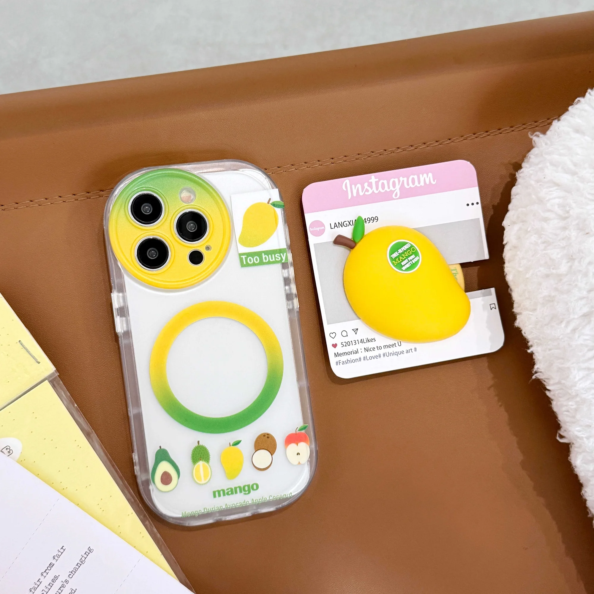 

Tropical Fruit Summer Styles Mango Magnetic Attraction Bracket Originality Phone Case For iPhone 14 15 16 Pro Max Anti Drop Case