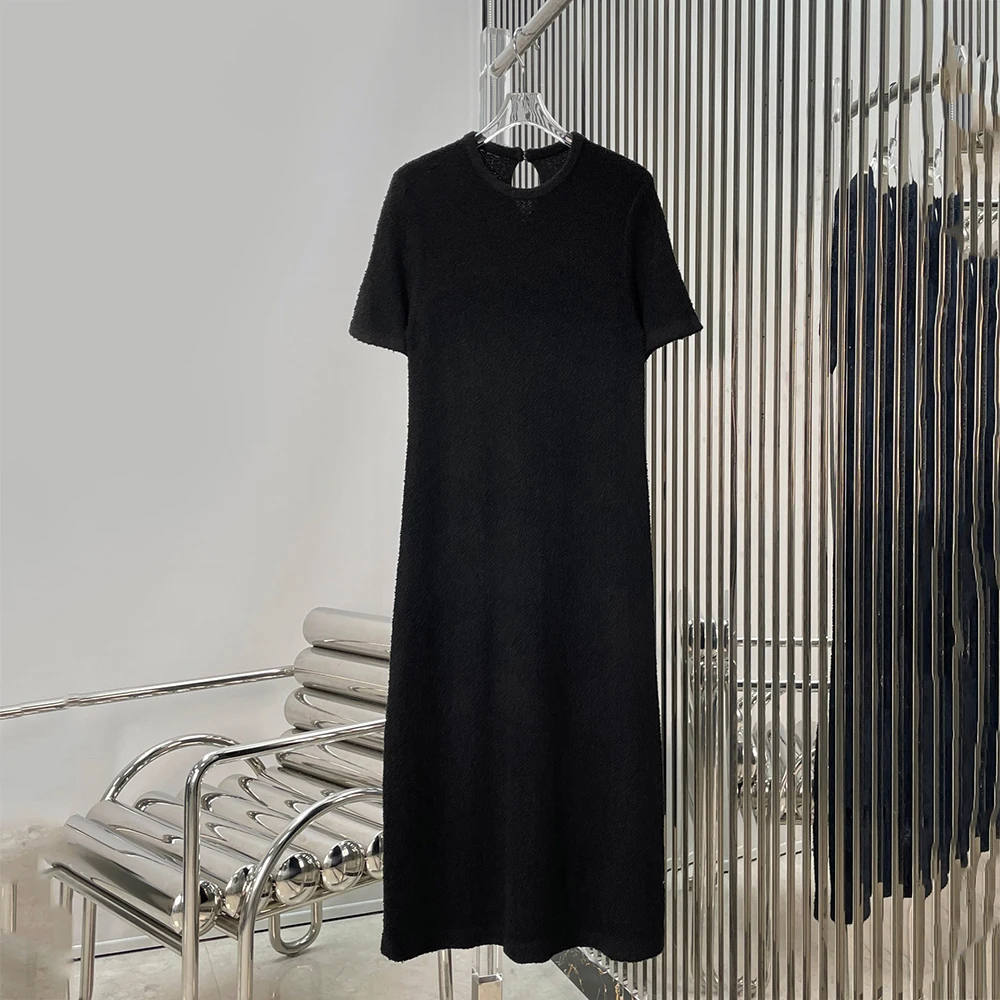 Ladies Cotton Dress Short Sleeve Round Neck Relaxed Fit Maxi Dress Minimalist Elegant Smart Casual Daily Vacation Loose Dress
