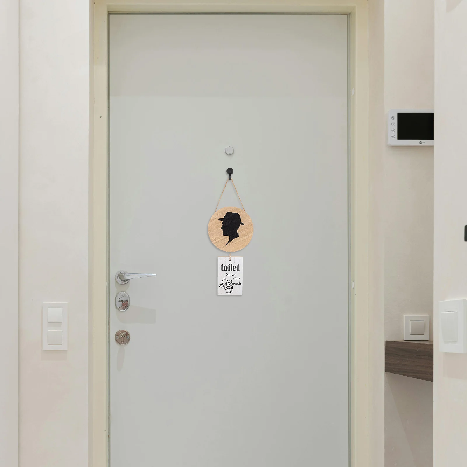 

Wooden Bathroom Sign Natural Wood Style Restroom Door Marker For Men Clear Gender Identification Wall Plate - Farmhouse