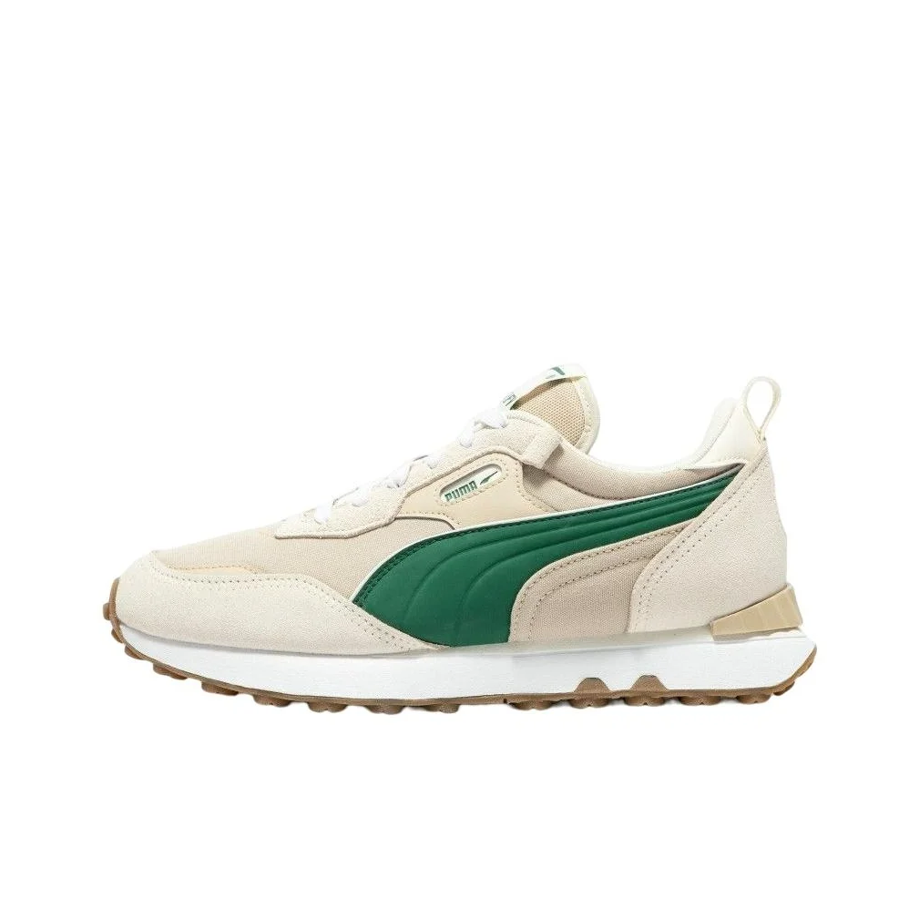 PUMA Rider FV Pop Fs Leather Abrasion Resistant Low top Casual Shoes Unisex Beige Green 391925-01