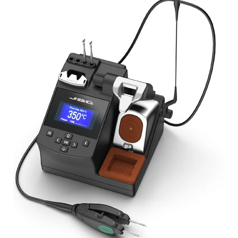 Original JBC CP-2HQF Precision Rework Soldering Station With AM120 Adjustable Micro Tweezers and C120 Series Soldering Iron Tips