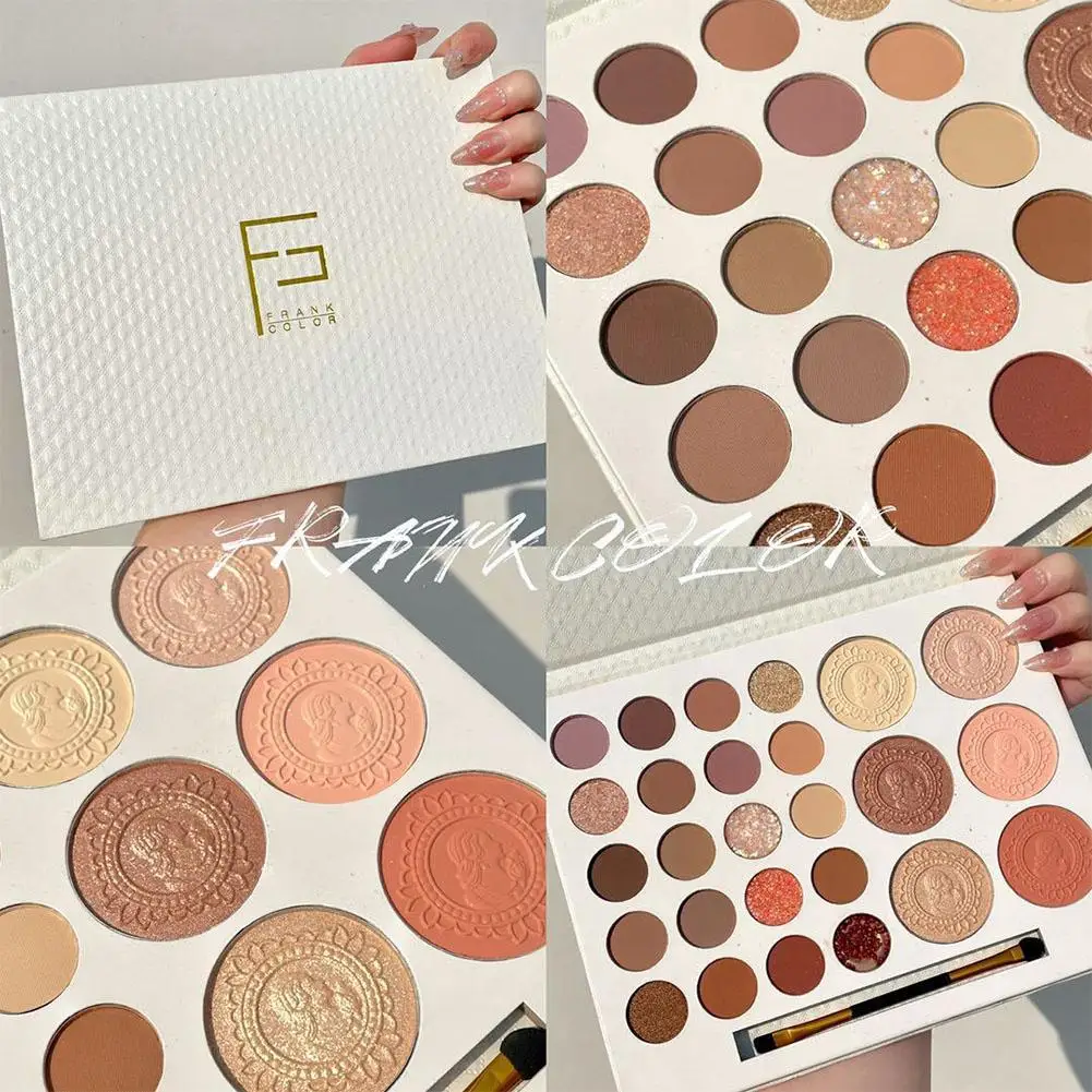 26 Kleuren Oogschaduwpalet Parelwitte Matte Aarde Kleurenpalet Oogschaduw Draagbare Borstel Blush Stuur Lange Hoogtepunt Make-Up Laatste X3b2