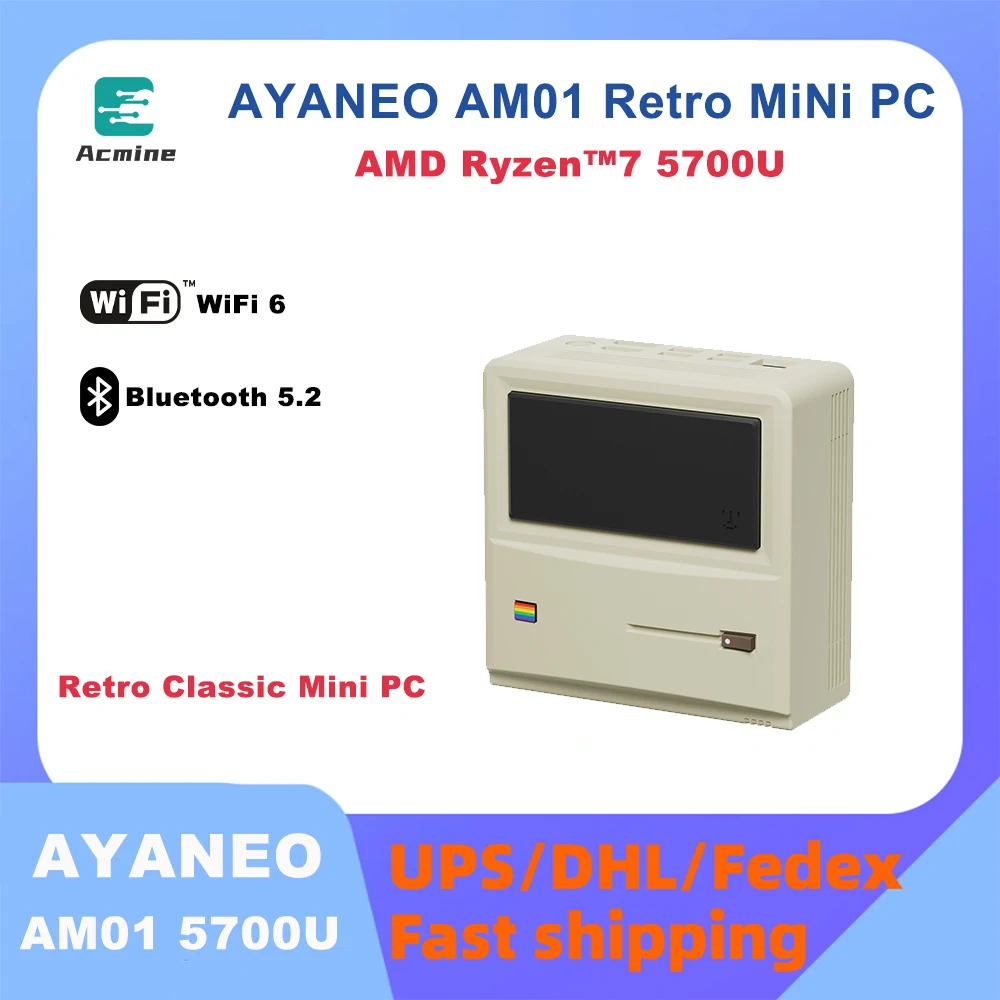 AYANEO AM01 AMD Ryzen 7 5700U Mini Pc Gaming Desktop Computer 16G+512GB office Retro Classic Dp DDR4 Design Pc Wifi6 For Laptop