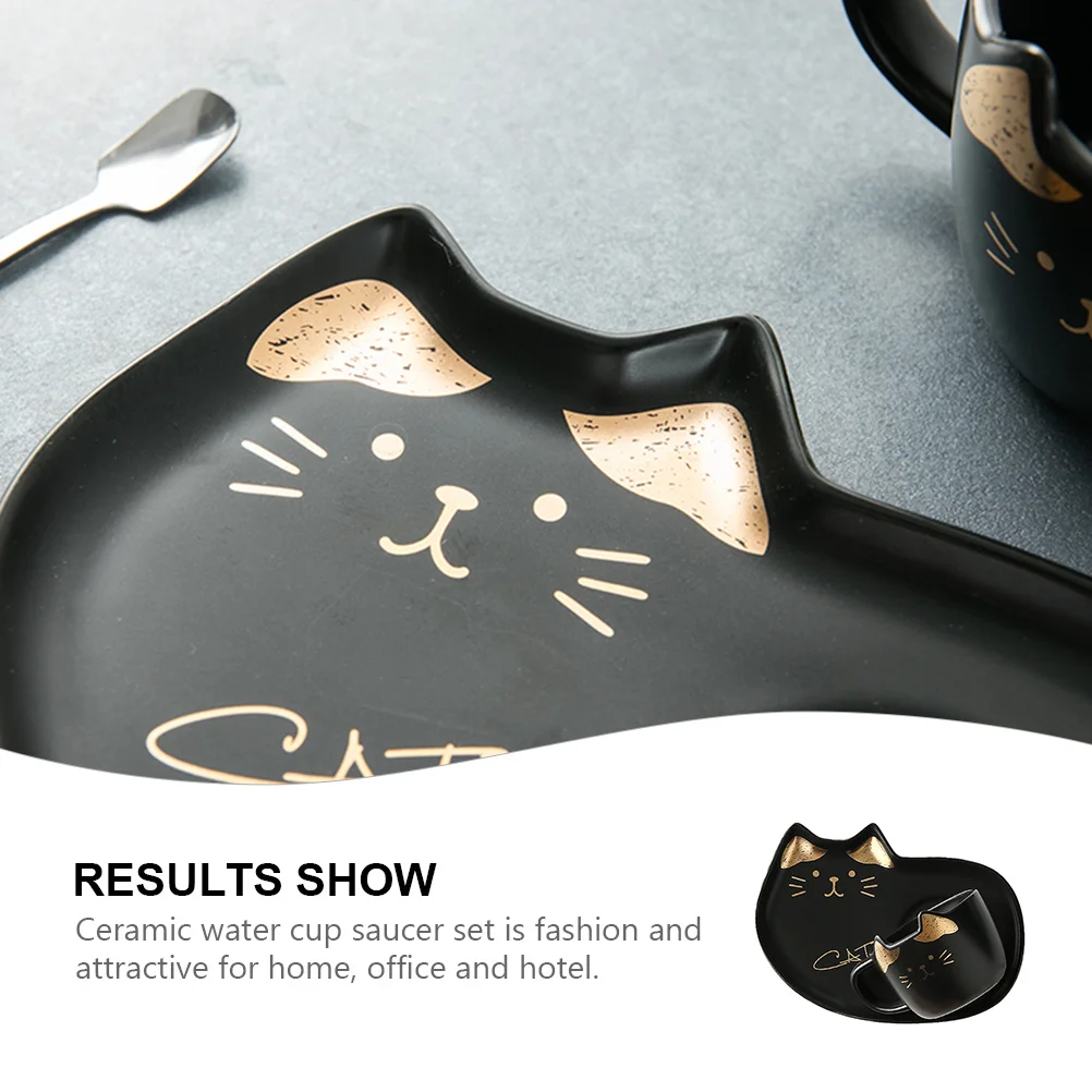 

1Set Ceramic Coffee Cup Saucer Set Elegant Creative Ideal for Home Office Cafe Restaurant Gift Cat Ceramics Cup Saucer
