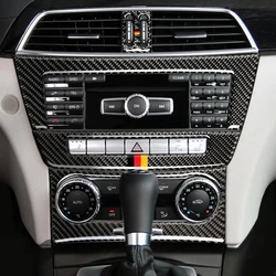 Car Styling Carbon Fiber Air Conditioner CD Panel Decoration Cover Trim For Mercedes Benz C Class W204 2010-14 Interior Sticker
