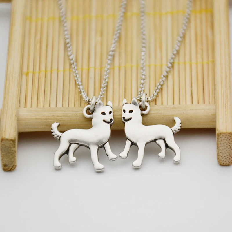 Lovely Siberian Husky & Alaskan Malamute & Akita Dog Pendant Necklace Boho Long Collar Necklaces For Women Stainless Steel Chain