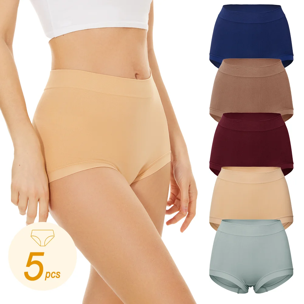

5Pcs/Set Women Cotton Seamless Panties Sexy Lingerie Underwear Female Full Coverage Breathable Solid Color Underpants for Girls