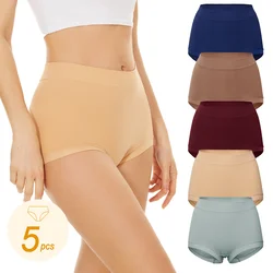 5Pcs/Set Women Cotton Seamless Panties Sexy Lingerie Underwear Female Full Coverage Breathable Solid Color Underpants for Girls