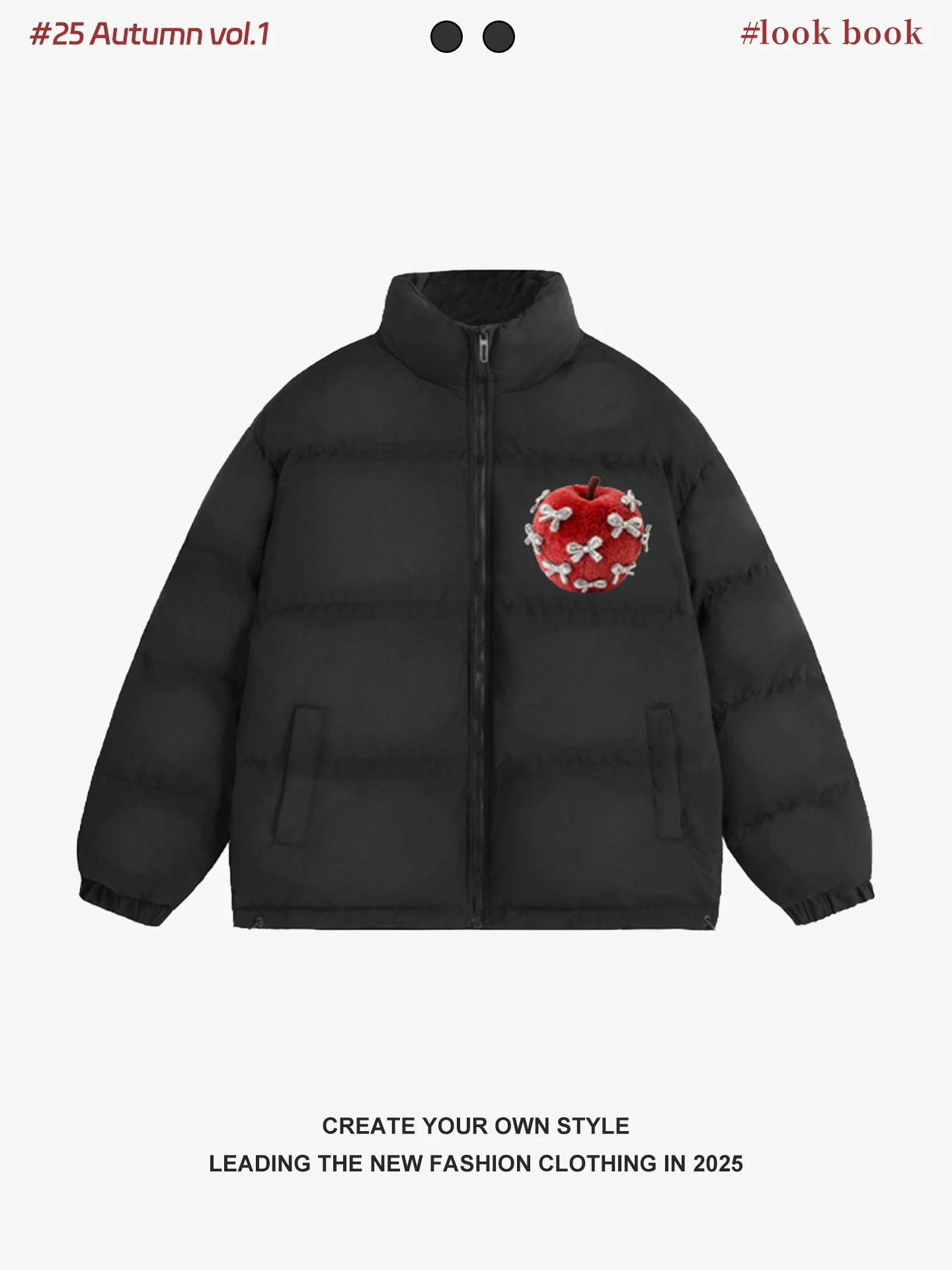 

Зимняя женская хлопковая куртка Cisas Aosphere Plu с принтом, воротником-стойкой и рукавами-буфами, корейская версия FreedomXspaceX