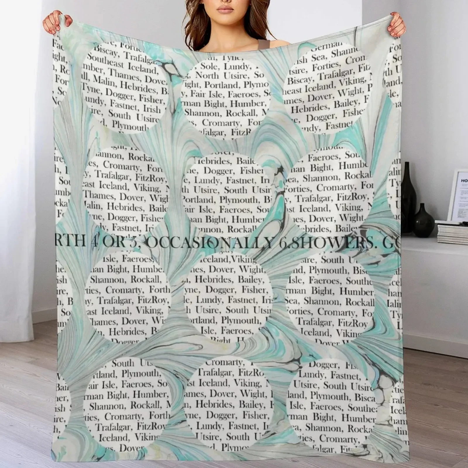The Shipping Forecast Throw Blanket Color Fast Cozy Throw Blanket