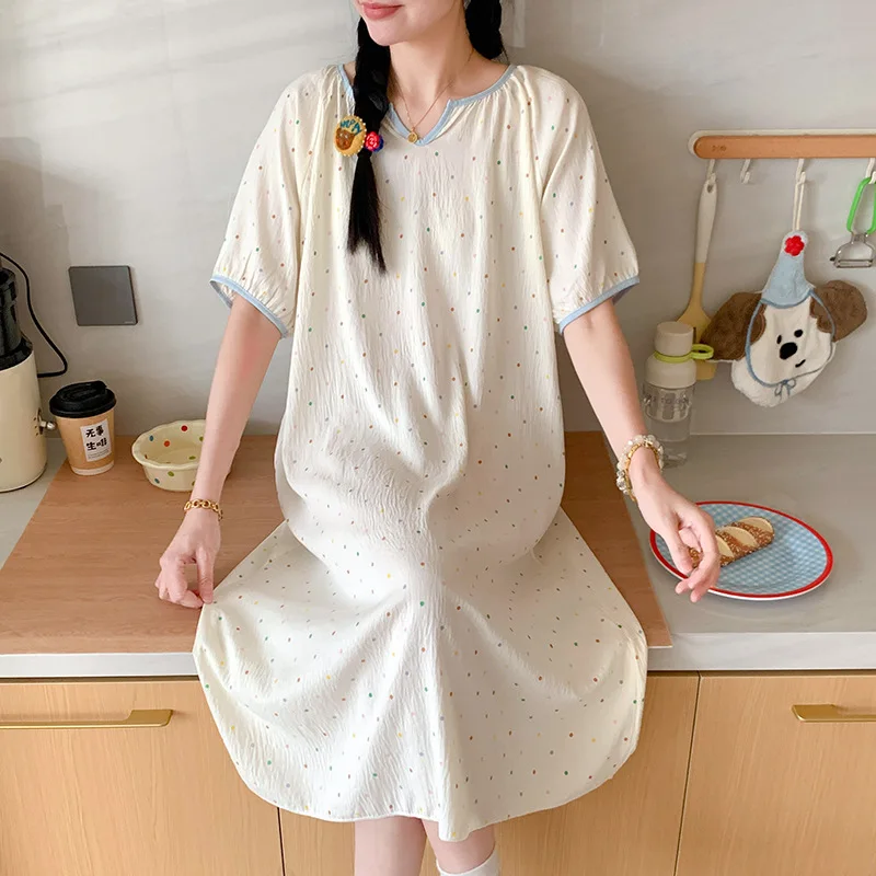 Nachthemd Damen Pyjamas Frauen Nachtwäsche Schlafanzug Damenunterwäsche Nachtschlaf Sommer Pyjamas Schlafshirt Damenkleid – Detail 5