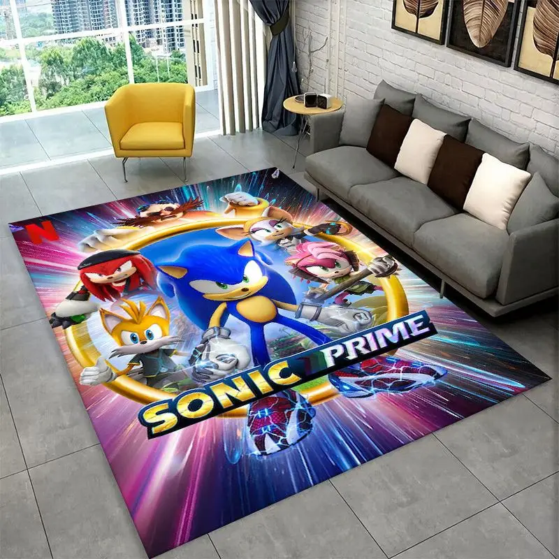 Classic Game S-Sonic Cartoon Non-Slip Area Rug for Living Room,Bedroom,Playroom,Soft Carpet Floor Mat Home Decor Rug Kids Room