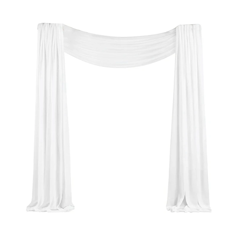 Wedding Arch Draping Fabric 1 Panel 29.5Inch X 19.6Ft White Sheer Chiffon Curtain Drapes For Wedding Ceremony