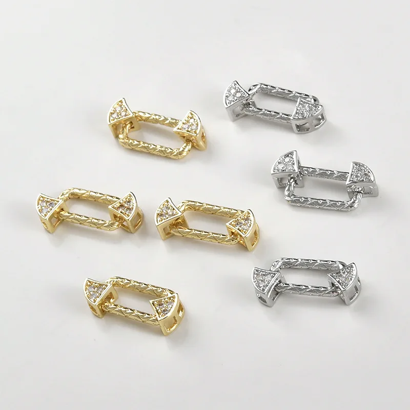Copper-plated 14k Gold Color Double-hole Fan-shaped Rectangular Connecting Accessories DIY Handmade Bracelet Necklace Material