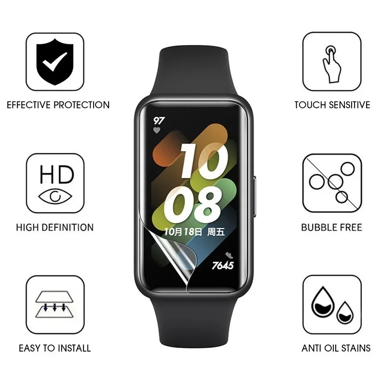 Filme de hidrogel macio para pulseira inteligente, protetor de tela HD, Huawei Band 8, 7, 6, Honor Band 6, não de vidro, Band7