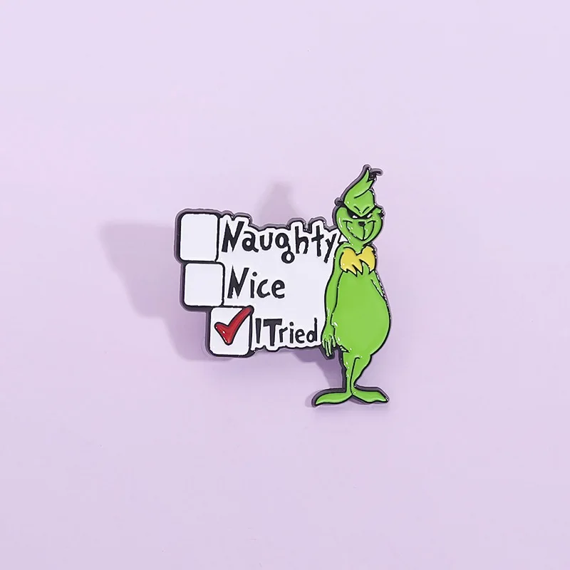 Pines Creative Green Hair Monster Broch Personalized Cross Border Letter Series Metal Accessories Painted Coat Badge Enamel Pins