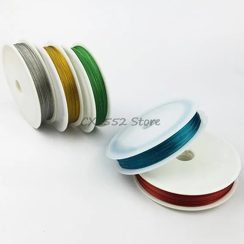 1Pc Red Yellow Blue Green Gray 30M/Roll 0.6mm Rubber Coating Lead Sealing Wire with Various Seal 7 Shares Stainless Steel Wire