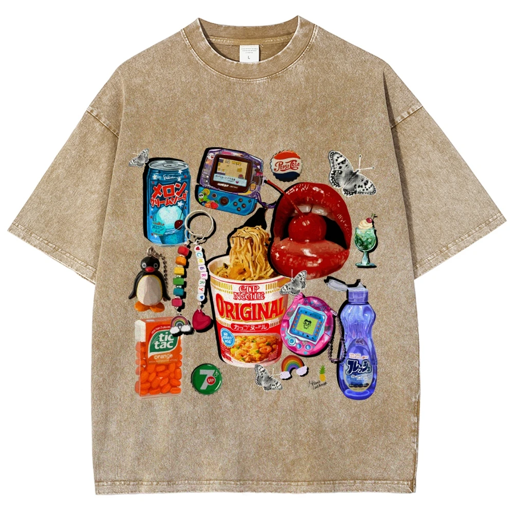 Women Cotton Graphic t-Shirt Summer Life Tee Vintage Washed t-Shirt Retro y2k Women Clothing Super Me Trash Tee
