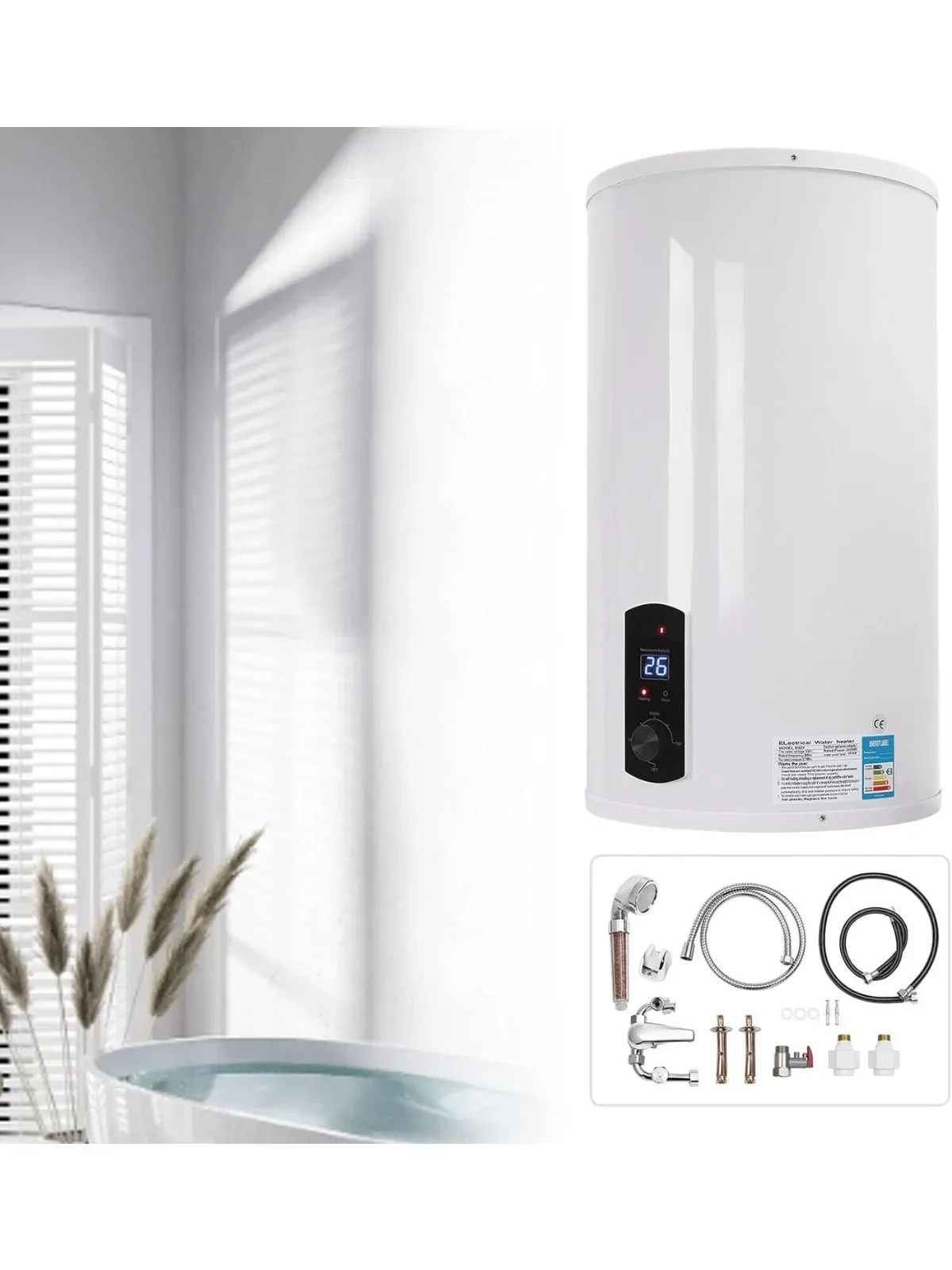 2KW verticale wandgemonteerde boiler, warmwaterboiler 80L/100L/120L, energiebesparend Max. 75 ° C, met lekbescherming - afbeelding 2