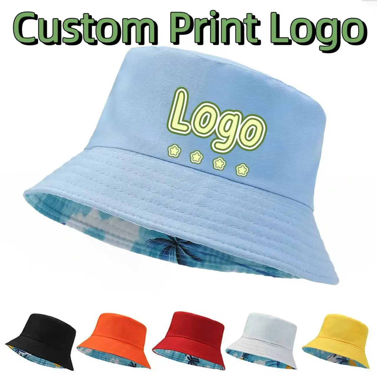 Customized Printed Logo Sun Protection And Sunshade Double-Sided Fisherman Caps Men And Women Traveling Mountaineering Basin Hat