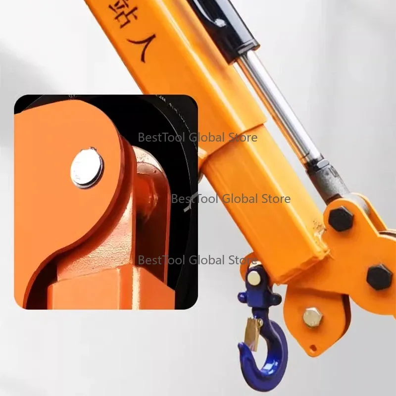 

All electric wir-eless rem-ote control 1 ton small truck crane Hy-draulic ve-hicle crane H-ydraulic rotation R-emote control