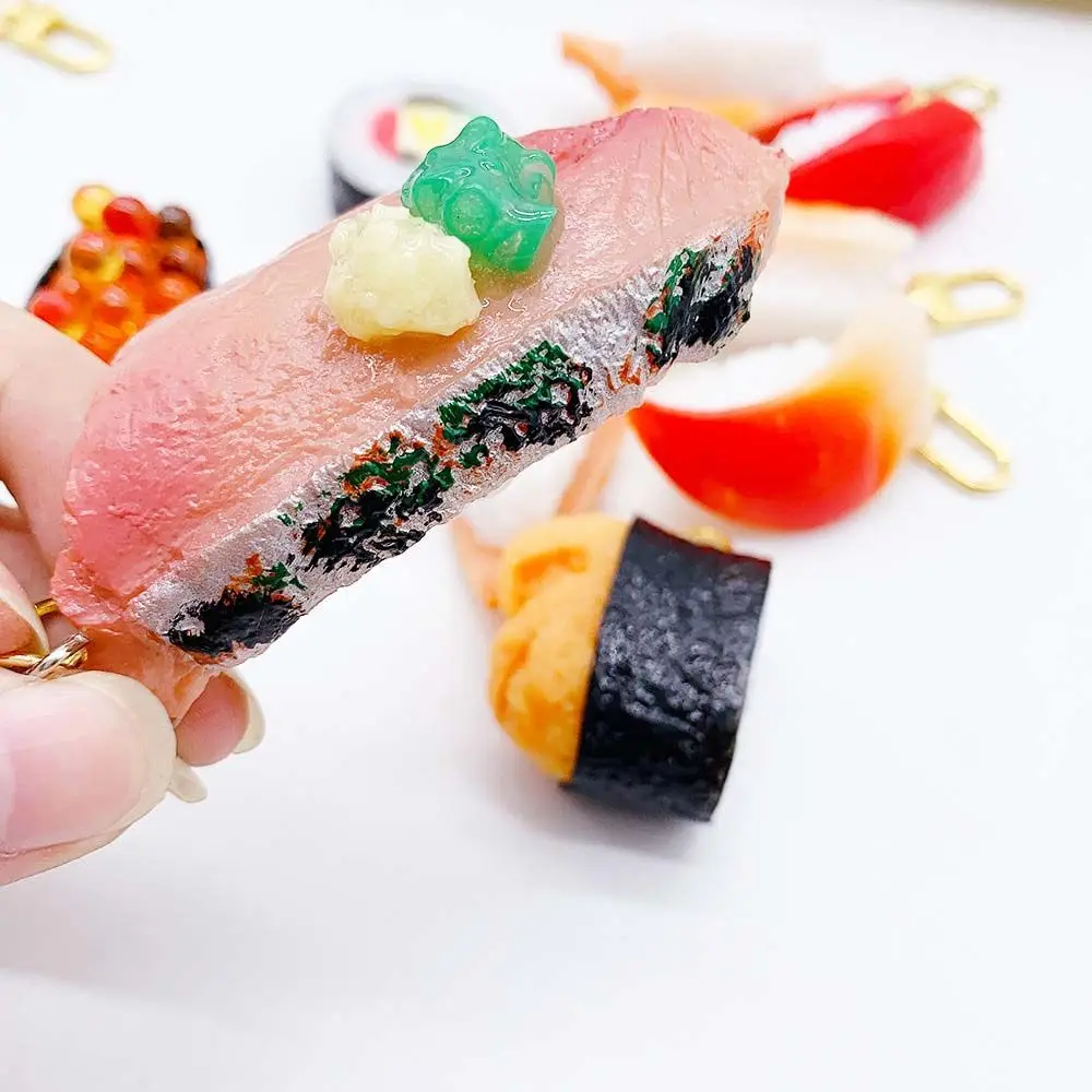 Creative Food Model Pendant Sea Urchin Sushi Japanese Cuisine Bag Bag Pendants Simulation Sushi Keychains Keyrings Key Chains