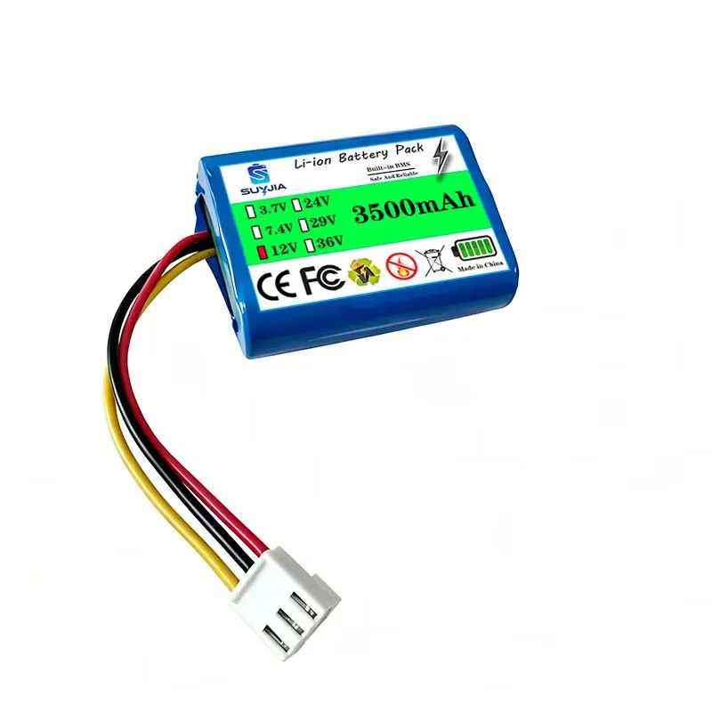 12V 3S1P 18650 Rechargeable Lithium Ion Battery Pack, 12V Backup Power for Security Cameras, LED Lights & Sweeper
