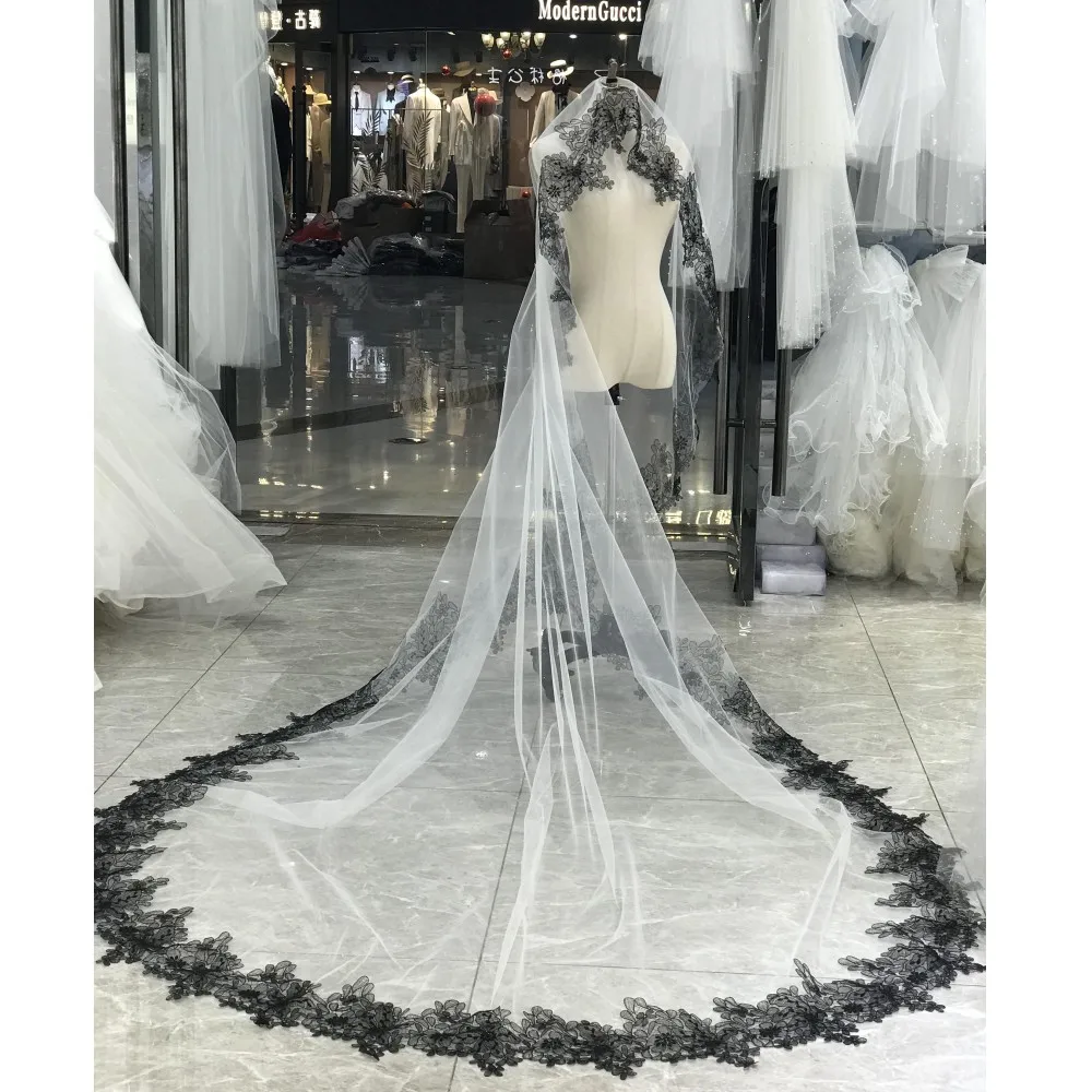 kisswhite-new-black-lace-ivory-tulle-long-bridal-veils-3x3meters-bridal-veils