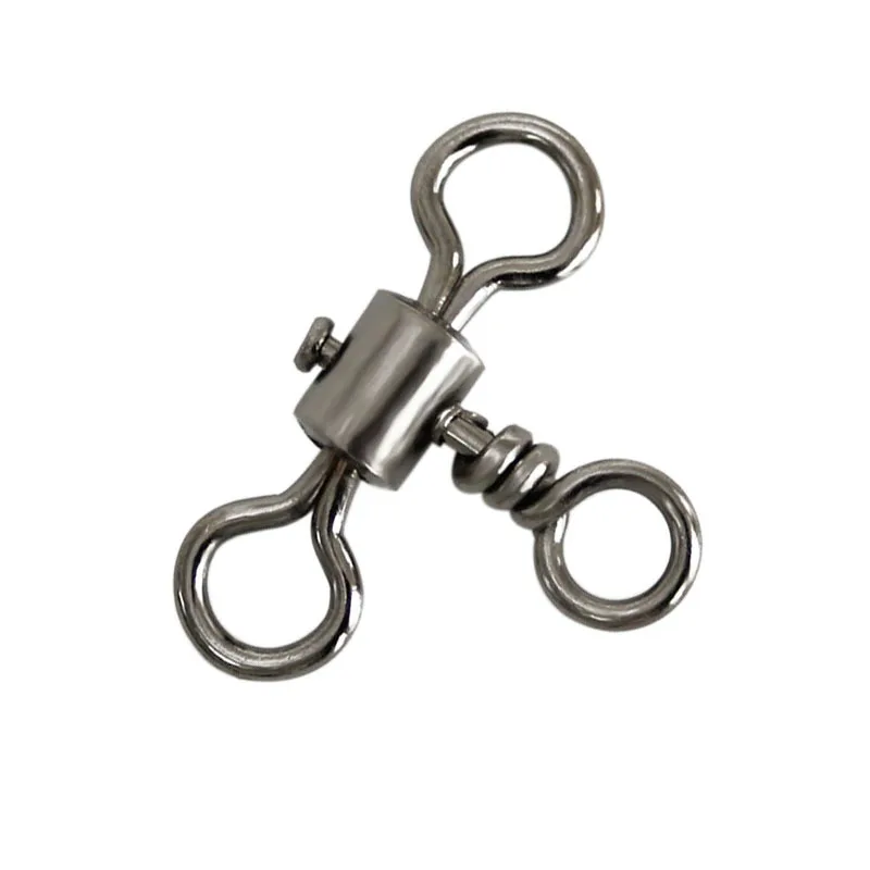 20PCS Fishing Snap Swivels 3-Way Connector Split Ring Tackle US EU Direct Cross Line Rolling Swivel Tackle for Angling