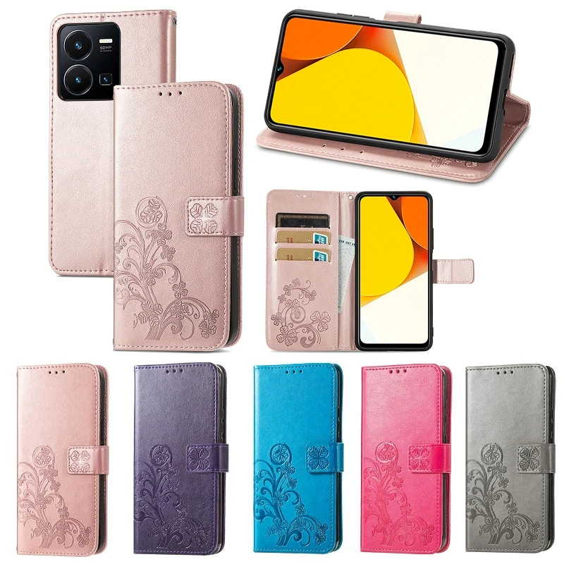 

Thin Leather Card Wallet Phone Case For VIVO X60 X27 V25 V23E V21 V20 V9 T2X S10 Y85 Y70 S15 S12 S10 S9 S7 Magnetic Flip Cover