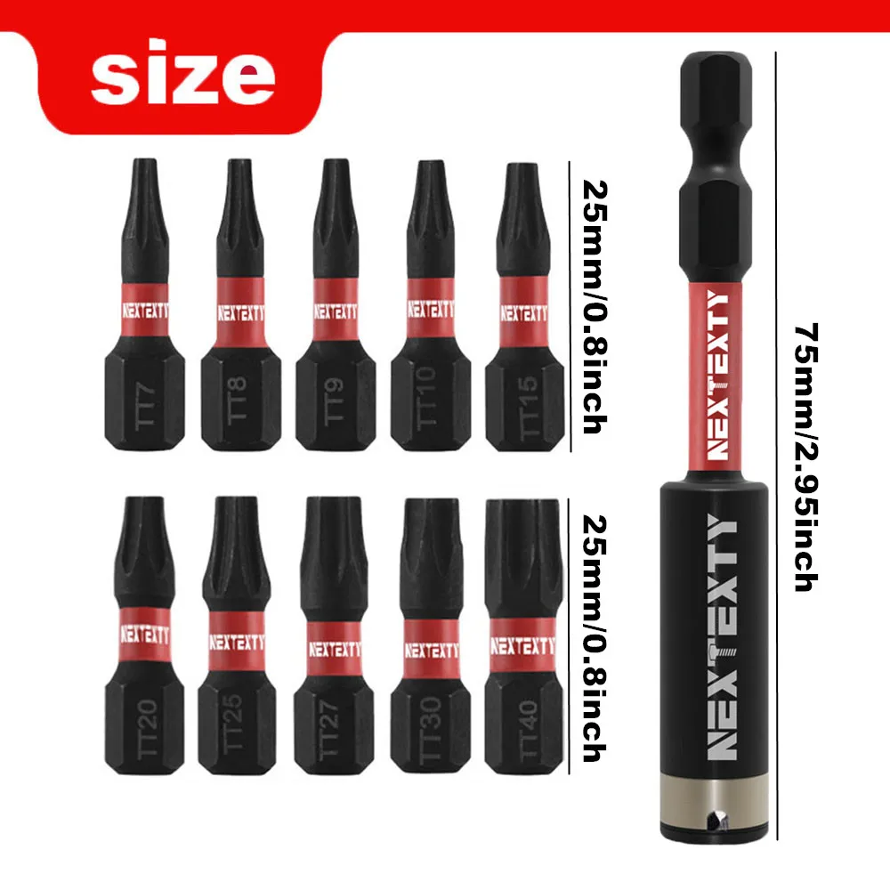 25mm T7-T40 Torx Screwdriver Bit Set With Base Impact Tough Magnetic Hex Shank Drill Screw Wrench S2 Alloy Steel Star Bit Tools image 2