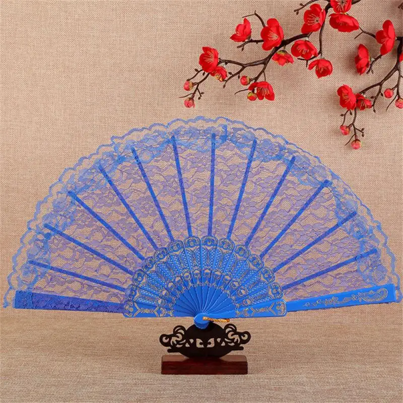 Folding Retro Pattern Hand Fan Single Flower Folding Fan Chinese Dance Fan Wedding Party Plastic Supplies Handheld For Women