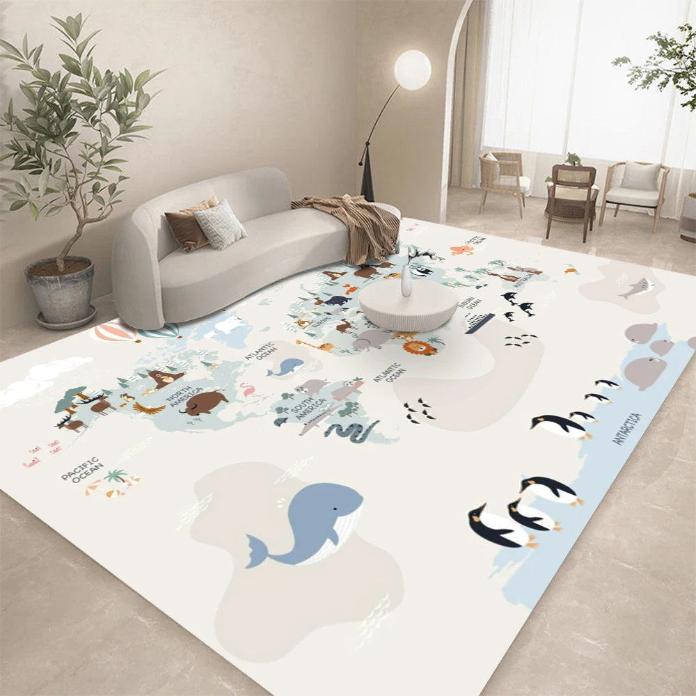 Animal World Map for Bedroom Living Room Home Sofa Children's Bedroom Kids Large Floor Mat Gifts Home Decoration Rug Carpet