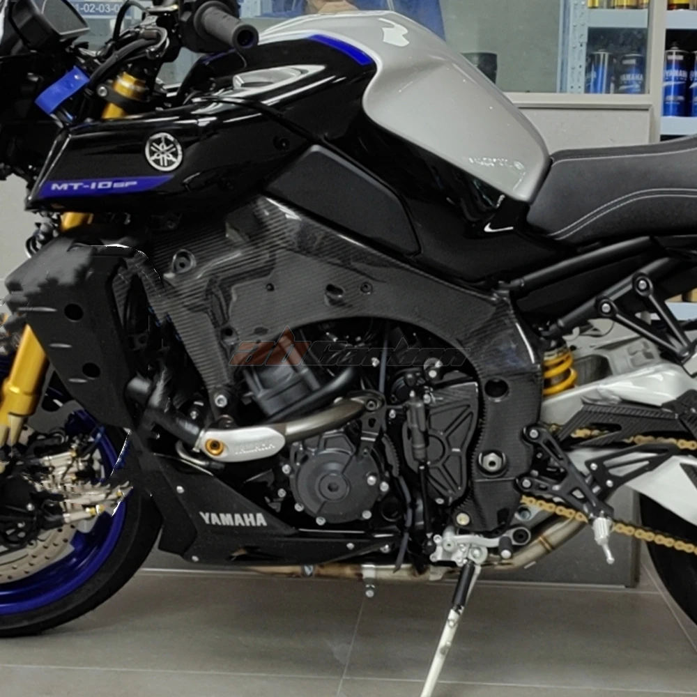 Side Frame Cover Protection Trim Spoiler Cowling For Yamaha MT-10 FZ-10 2016-2023 YZF R1 2015-2023 Full Carbon Fiber 100%